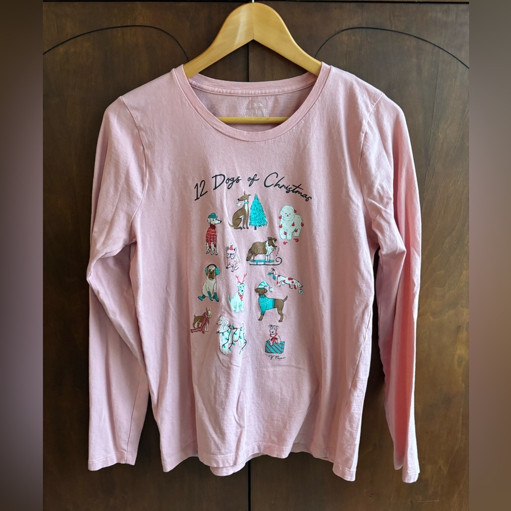 J. Crew Collection Dogs of Christmas Shirt M